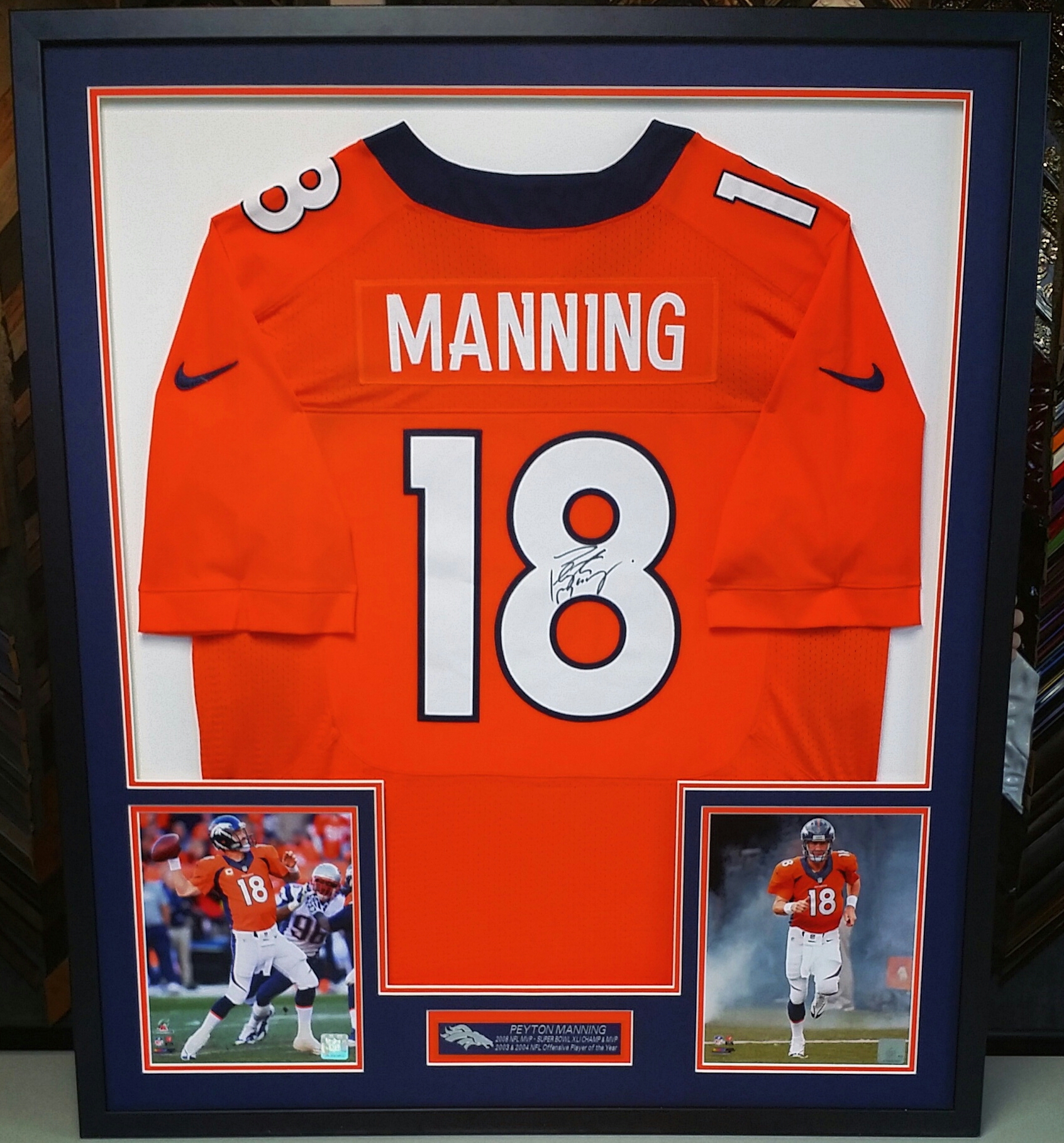 peyton manning autographed jersey framed
