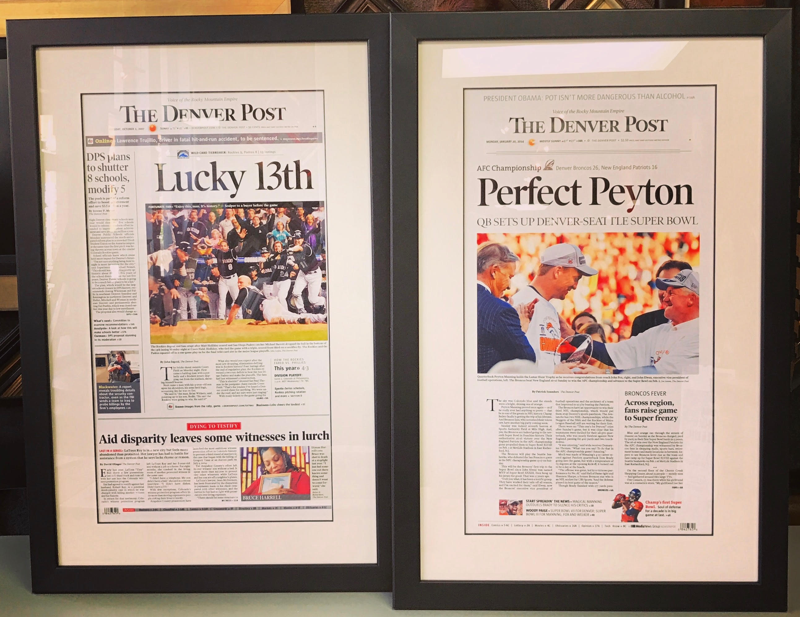 Custom Framed Newspaper Covers Denver 