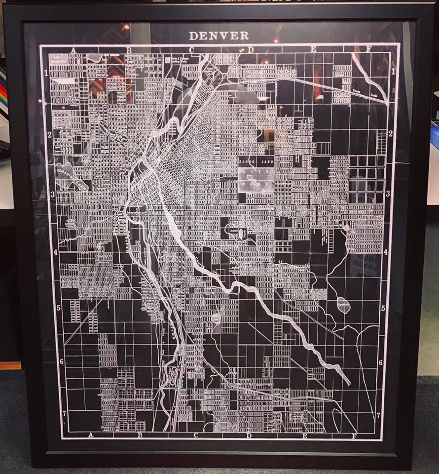 Custom Framed Maps Denver 