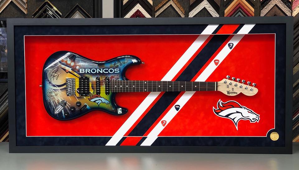 Custom Framed Denver Broncos Guitar 