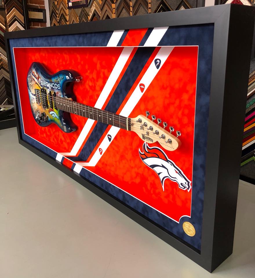 Custom Framed Denver Broncos Guitar 
