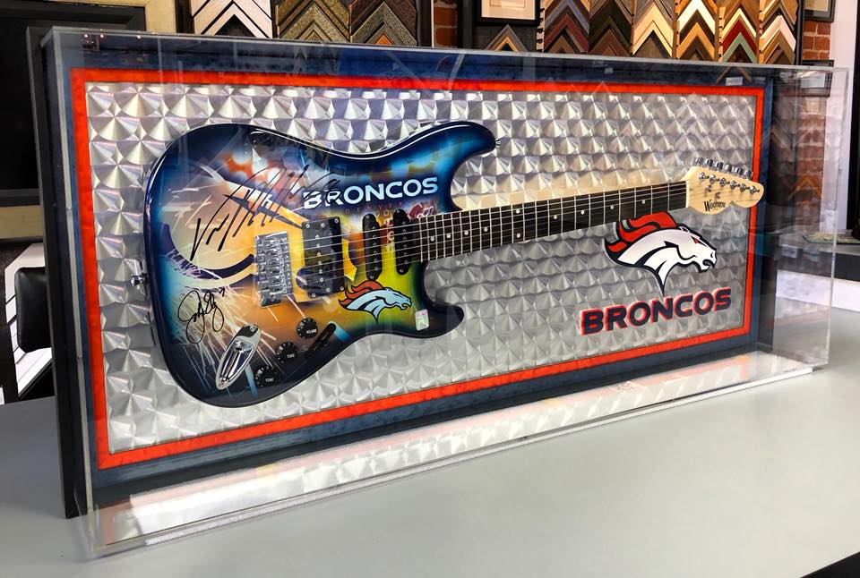 Denver Broncos Custom Framed Guitar 